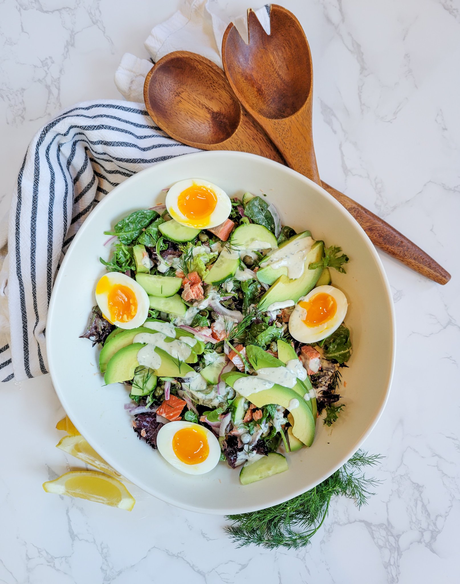 Smoked Salmon Salad With Jammy Eggs - Summer's Bites